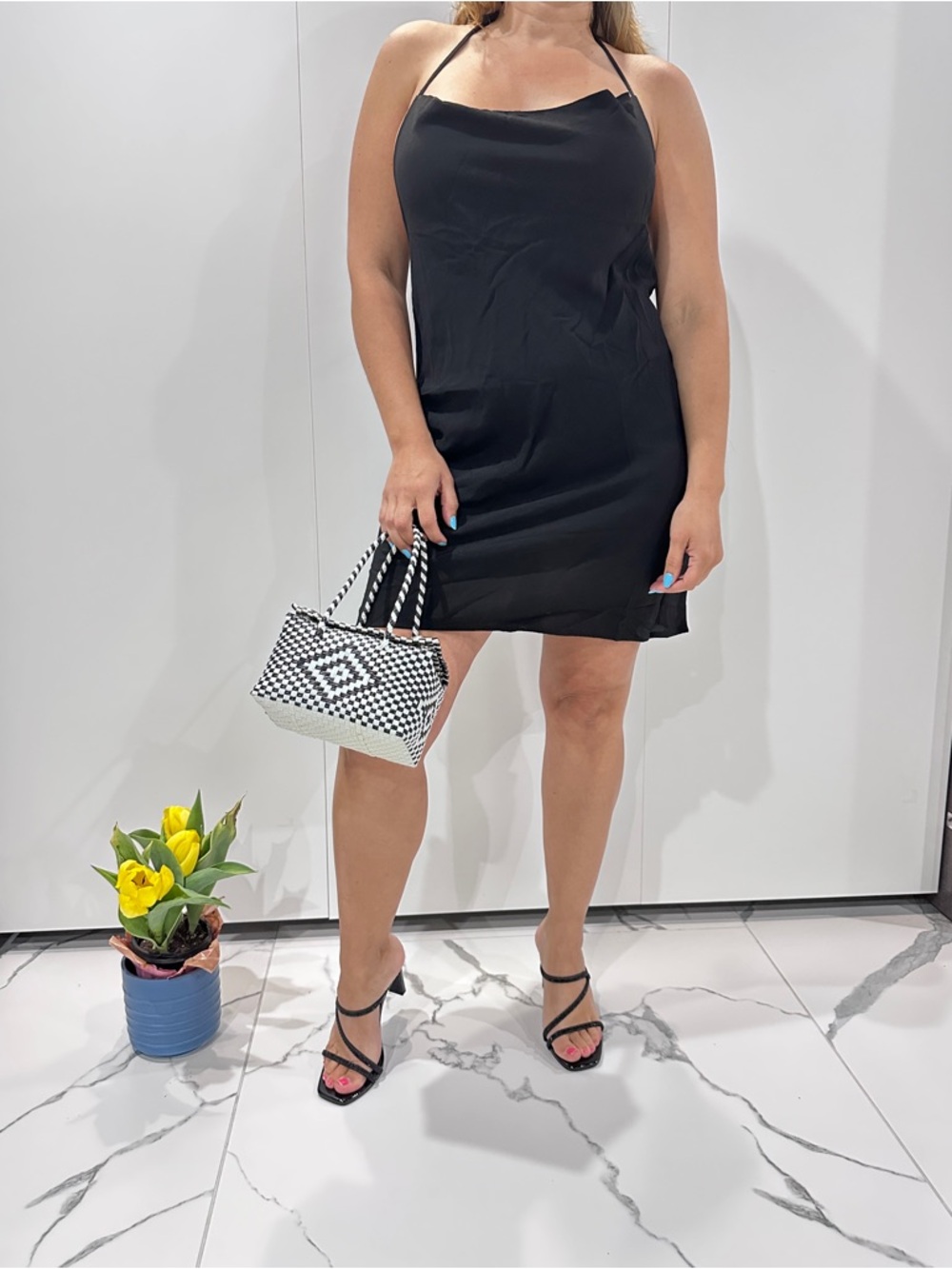 Weekday Black Mini Halter Slip Dress